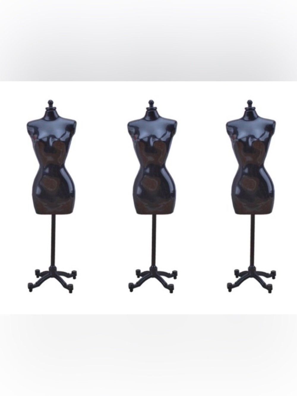Set of 3 Mini Black Mannequins Doll Clothes Jewelry Display New